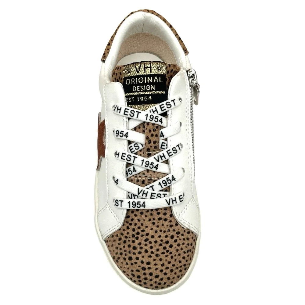 Vintage Havana Youth Girls Ninaley Leopard Leather Sneakers Size 2.5 White Brown